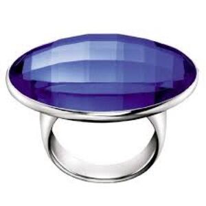 Calvin Klein Silver and Blue Women's Ring